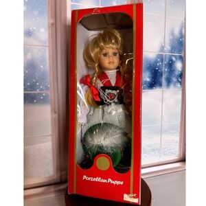 German Porcelain Doll Traditional Dress New In Box